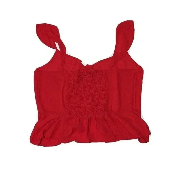 New York & Company Lot of 2 Red Black Sleeveless Smocked Flutter Sleeve Top XL - Picture 3 of 5